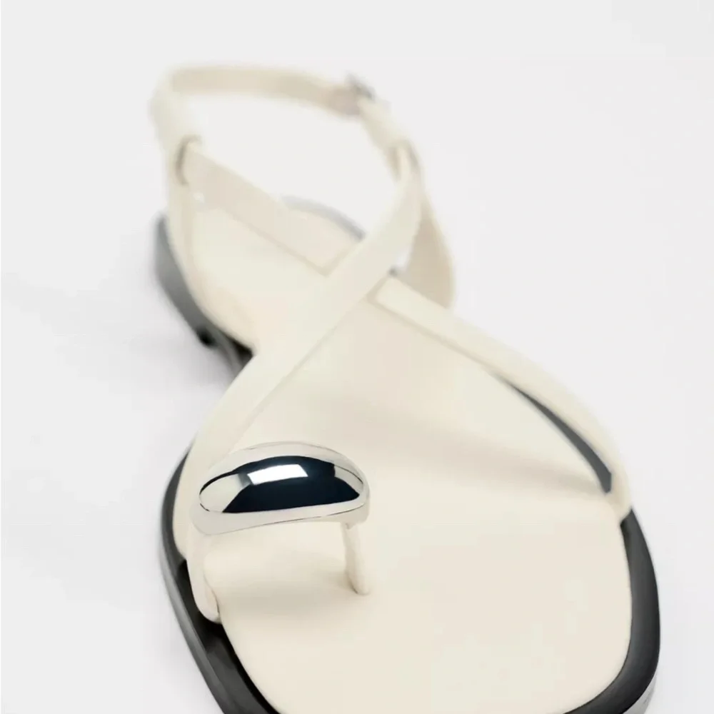 ZARA Women's Cream Sandals 9 - Picture 2 of 7